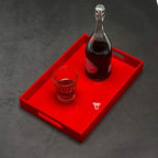 Sturdy Red Acrylic Serving Tray with Handles - 10x15Inch, Coffee, Appetizer, Breakfast, Butler Tray - Kitchen Countertop & Vanity Table Organizer - Image 4
