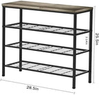 4-Tier Metal Shoe Rack with Wood Top - Durable & Space-Saving Shoe Organizer,Industrial Shoe Organizer Shelf Bench Storagefor Closet Entryway, Bedroom & Hallway - Gray + Black 28.5 W × 25.5" H - Image 3