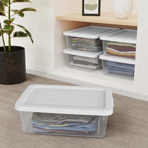 Sterilite Storage Box Stackable Tote, White, 12 Quart, 12 Pack - Image 4