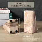 Koville Natural Onyx Bookends for Shelves, Decorative Bookends for Heavy Books, Non-Slip Heavy Duty Book Stopper for CD/Movies, Aesthetic Decorative Book Ends for Bookshevles Table Home Decor - Image 3