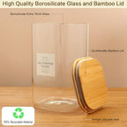 HHMJSM Large glass flour and sugar containers with 132 Kitchen Pantry Labels - 138 FL OZ Glass Food Storage Containers with Airtight Lids - Square Glass Jars Rice with Bamboo Lids - Image 5