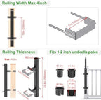 Dolibest Heavy Duty Patio Umbrella Holder, Steel Deck Clamp Holder up to 2'' Poles, Deck Mount Umbrella Holder, Space Saving Design, Attaches to Railing Max Width 4 inch, Easy Installation - Image 2