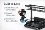 Under Sink Organizer 2 Tier Sliding Storage Rack – Carbon Steel Pull Out Cabinet Shelf for Kitchen & Bathroom, Heavy Duty Metal Under Cabinet Organizer. - Image 4