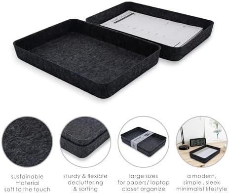 Welaxy 2pc Office desk drawer organizer tray documents Storage bin Charcoal - Image 6