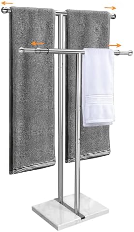 Kayfia 40'' Stainless Steel Towel Rack, Weighted Marble Base, 2 Tier by Kayfia
