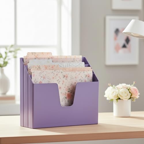 Acrimet Horizontal Triple File Folder Organizer Sorter, Letter Size, Purple - Image 4