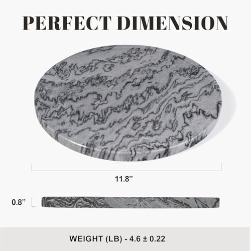 Karibiber Natural Marble Tray, 11.8in Serving Tray for Fruit, Round Decorative Vanity Dish for Jewelry&Key, Quality Storage Plate for Kitchen Coffee Table and Bathroom Desktop, Monte Grigio - Image 3