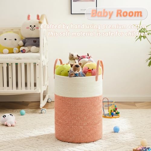 Laundry Basket,Woven Cotton Rope Laundry Hamper,100L for Decor Storage of Dirty Clothes,Toys and Blankets in Bathroom,Baby Room and Living Room - Image 4