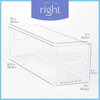 Plastic Food Storage 2 Pack Clear Container Bin with Handles for Organizing Kitchen, Pantry, Refrigerator, Freezer, Pantry, Cabinet, Closet, Bathroom. 14”X4”x4” - Image 3