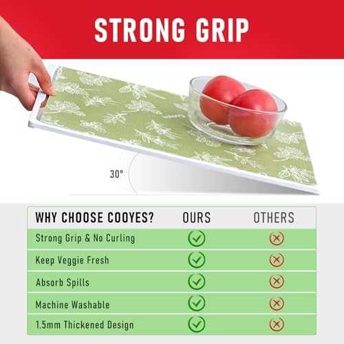 Cooyes Large Fridge Liners for Refrigerator, 17.7" × 36", Drawer & Shelf Liners for Kitchen Cabinets Non-Adhesive, Breathable Cloth Material, Non-Slip, Keep Produce Fresh Longer, 6 Pack, Sage Green - Image 6