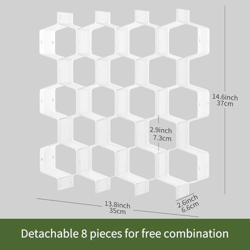 Honeycomb Separator Adjustable Drawer Organizer Divider for Underwear Belt-Scarf Socks Organizer (White(4pcs)) - Image 2