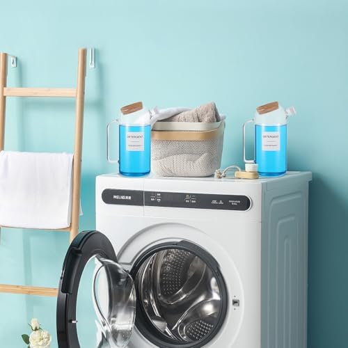 2 Sets Liquid Laundry Detergent Dispenser with Lables, 60oz Glass Laundry Detergent Dispenser, Ideal for Laundry Room Organization and Storage, for Bleach, Fabric Softener, Laundry Soap Dispensers - Image 7