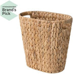 StorageWorks Wicker Waste Basket, Handwoven Water Hyacinth Trash Can with Built-in Handles, Wicker Garbage Can for Bedroom, Bathroom, 1 Pack - Image 2