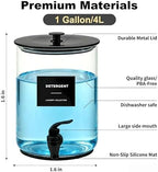 Glass Laundry Detergent Dispenser, 1 Gallon Large Liquid Soap Jar-1 Black - Image 2