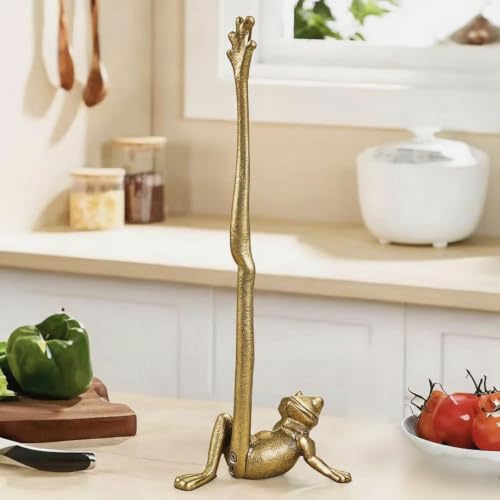 Gold Cast Iron Paper Towel Holder Countertop, Frog Leg Toilet Paper Holder Stand, Stable & Durable, Cute Funny Animal Rustic Decor Paper Roll Holder for Bathroom & Kitchen - Image 6