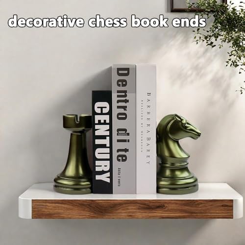 jinhuoba Decorative Bookends Chess Bookends, Aeneous Heavy Book Ends Stopper, Modern Book Ends for Shelves Office Home Desk Bookrack, 7"(L) x4(W) x7(H), 1Pair/2Piece - Image 6