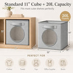Fabric Storage Cubes with Mesh Window, 11'' Cube Storage Bin, Gray, 4 Pack - Image 2