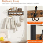 Homode Wall Mount Coat Rack with Shelf and 5 Tri Hooks - Image 4