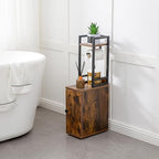 SUNTAGE Small Narrow Bathroom Storage Cabinet w/Toilet Paper Roll Holder, Slim Toilet Paper Storage for Bathroom, Brown - Image 7