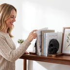 Skull Bookends, Heavy-Duty Gothic Skeleton Book Holder Set - Image 2