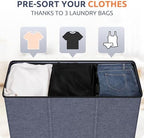 SOLEDI 180L 3-Section Laundry Hamper with Lid, Extra Large Dirty Clothes Basket with Sturdy Handles for Laundry Room & Bedroom - Durable Organizer for Sorting Laundry - Image 3