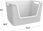 Curver Set of 4 Large 18L Easy Access Jute Decorative Plastic Organization and Storage Baskets - Perfect Bins for Home Office, Closet Shelves, Kitchen Pantry and All Bedroom Essentials, White - Image 2