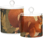 Orange Squirrel Leaves Falling Qtip Holder Waterproof Dustproof Apothecary Jars with Lids For Bathroom Cotton Swabs Makeup Sponges Floss Picks Bath Salts 2 Pack - Image 2