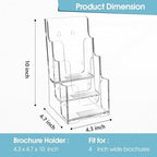 MaxGear 3 Tier Brochure Holder, 4 Inch Wide Acrylic Display, 4 Pack - Image 4