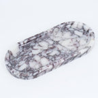 OOBOOB Natural Calacatta Viola Violet Marble Tray, Oval Perfume Tray, Bathroom Organizer for Vanity, Kitchen & Living Room, Perfect for Home Decor Lovers​ by Unknown