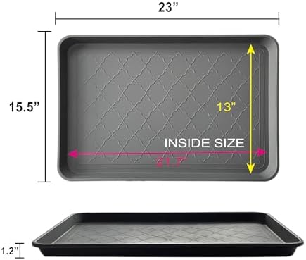 PetLike Boot Tray for Entryway Indoor, Pet Food Mat, 23 x 15.5 inch 2 Packs, Waterproof Rubber Shoe Tray for Indoor and Outdoor, Multi-Purpose Trays for Boots, Shoes, Pets, Garden - Image 2