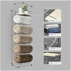 Sorbus Wall Towel Rack, 5-Tier Wood Shelf, Wall Mounted (Silver) - Image 4
