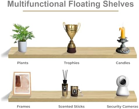 Sorbus Floating Shelves for Wall Storage (55 Inch, 2 Pack, Maple Wood) - Image 6