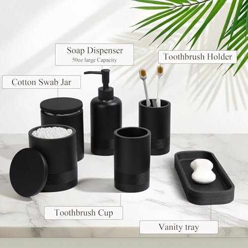 LIN CHUAN 6-Piece Bathroom Accessories Set, Modern Bathroom, Black - Image 3
