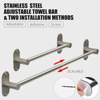 Towel Bar, Adhesive or Drill Wall Mount, Brushed Nickel, 2 Pack - Image 2