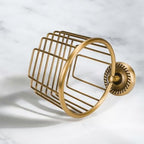 Vintage Bronze Wall Mounted Toilet Paper Holder – Antique Brass Bathroom Accessories Tissue Dispenser with Stable Metal Stand, Wire Basket Storage Rack - for Roll with Diameter <5inch Only - Image 5