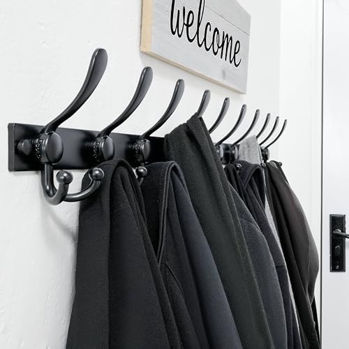Dseap Coat Rack Wall Mount, Heavy Duty 12-Gauge Base vs Flimsy 1mm, Double-Thick Solid Anti-Snap Hooks, 16” Stud-Mount, Stainless Steel Hanger for Clothes Hat Entryway Closet, Blue, Pack of 2 - Image 7