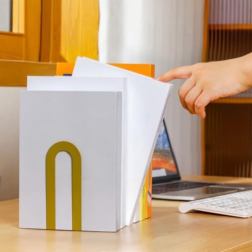 Chunful 12 Pcs Gold Metal BookEnds Shelves, 5.5 x 3.75 x 2.25 in - Image 3