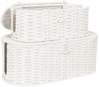 Set of 2 Cable Management Box, Handwoven Cord Hider Box with 3 Open Slots by Unknown