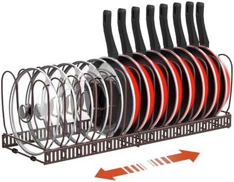 Housolution Pot and Pan Lid Organizer Holder Storage Rack, Bronze by Housolution
