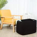 MINTWOOD Design 112L Extra Large Blanket Basket Holder Living Room, 25"x17"x16" Rectangle Rope Woven Storage Basket with Handles for Laundry, Pool Towels, Shoes, Dog Toy Organizer Bin Box, Black - Image 4