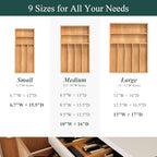 Silverware Organizer, Bamboo Kitchen Drawer Organizer, Utensil Holder, Cutlery Tray & Spoon Flatware Storage with Grooved Drawer Dividers (13''W x 17''D) - Image 3