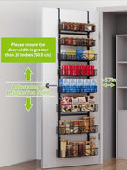 8-Tier Over Door Pantry Organizer,Heavy Duty Adjustable Metal Shelf for Pantry, Black - Image 3