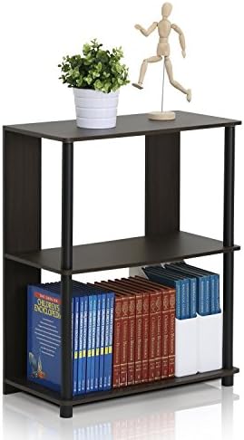 Furinno JAYA Simple Design 3-Tier Bookcase / Bookshelf / Display Rack, Plastic Tubes, Walnut by Furinno-FitsYourSpaceFitsYourBudget