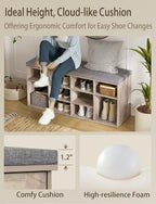 DINZI LVJ Shoe Storage Bench with Cushion, 40.9" Cubby Shoe Rack, 12-Cubby - Image 6