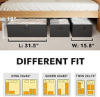 SpaceAid 3 Pack 10" High Under Bed Storage Containers, Large Underbed Storage Organizer Bins with Lids for Bedroom, Dorm, Clothes, Closet Organization, Bed Sheets and Blankets (Black) - Image 4