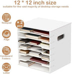 2PCS 7 Tiers 12" x 12" Scrapbook Paper Storage, Cardstock File Organizer with Adjustable Shelves, Construction Paper Organizer, Desktop File for Home Office School Classroom, White Wood Material - Image 3