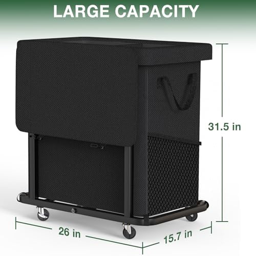 Laundry Basket with Lid,190L Rolling Laundry Hamper with Wheels,Black - Image 6