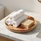 YKAJO Caramel Gold Round Marble Tray, 10" Deep Catchall Vanity Organizer - Image 5