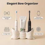 Bow Ceramic Toothbrush Holder, 3-Slot Cute Bathroom Toothbrush Organizer ﻿ - Image 3