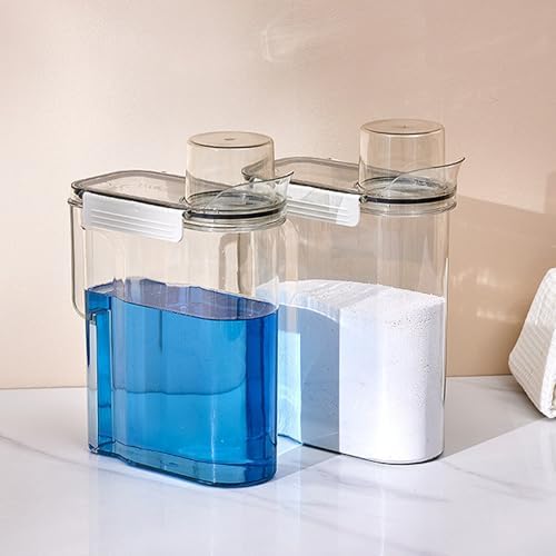 Liquid Laundry Detergent Dispenser for Laundry Room Organization Storage Large Capacity Laundry Detergent Powder Container with Lid Plastic - Image 2